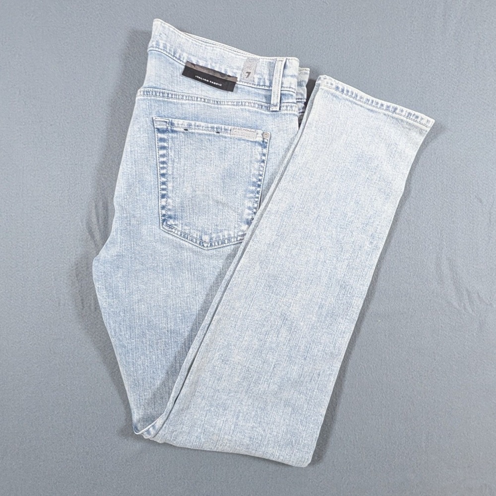 7 For All Mankind Jeans Mens 33 Italian Fabric Slim Straight Light Wash Denim